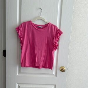 Zara Pink Ruffle Sleeve Top
